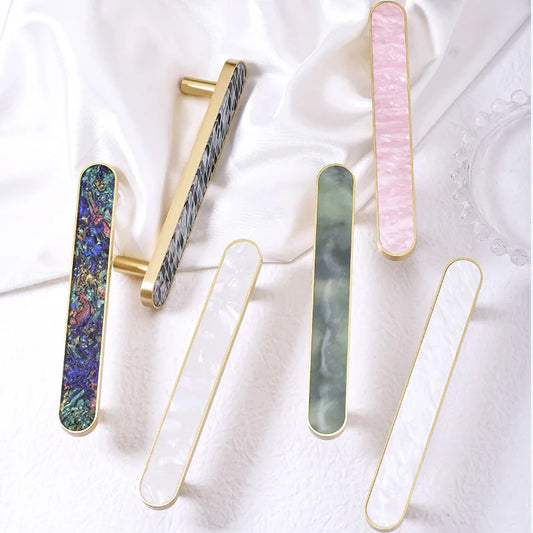 Brass and Acrylic Cabinet Handles – Colorful European Wardrobe Pulls for Furniture (96/128mm Hole Distance)