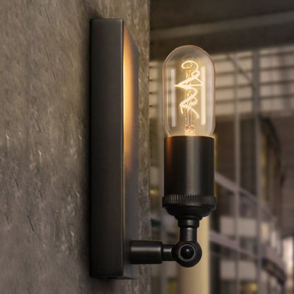 Industrial Charm for Your Dining Room: The Black Wall Lamp with Exposed Bulb
