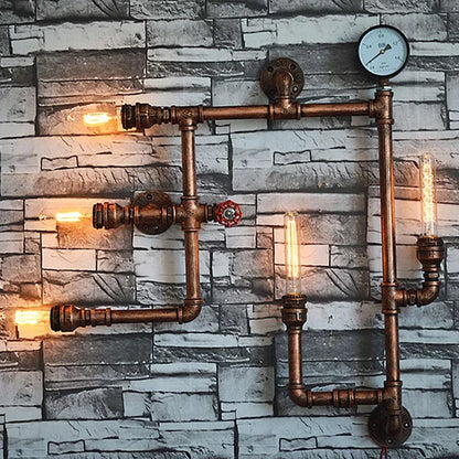 Vintage Retro LOFT Industrial Wall Light - Unique Water Pipe Gear LED Wall Lamp for Restaurant, Bar, and More