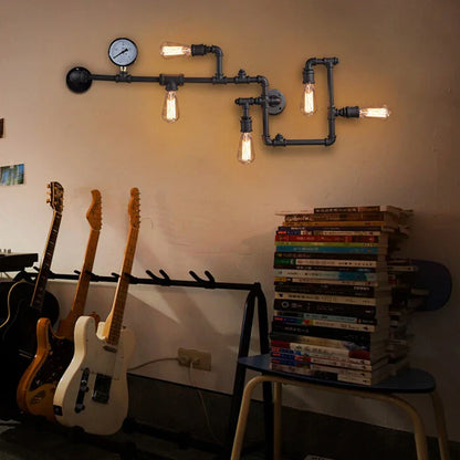 Vintage Retro LOFT Industrial Wall Light - Unique Water Pipe Gear LED Wall Lamp for Restaurant, Bar, and More
