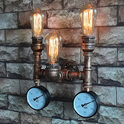 Vintage Retro LOFT Industrial Wall Light - Unique Water Pipe Gear LED Wall Lamp for Restaurant, Bar, and More