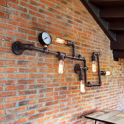 Vintage Retro LOFT Industrial Wall Light - Unique Water Pipe Gear LED Wall Lamp for Restaurant, Bar, and More