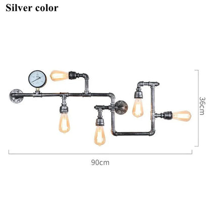 Vintage Retro LOFT Industrial Wall Light - Unique Water Pipe Gear LED Wall Lamp for Restaurant, Bar, and More